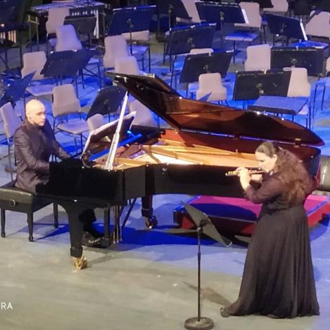 Niurka González y Marcos Madrigal en el Concierto para entregar el Premio Nacional de Música a José María Vitier